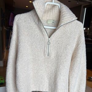 Wilfred Free Cozy Cream Alpaca Half-Zip Sweater